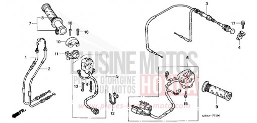 COMMUTATEUR/CABLE VTR1000F1 de 2001